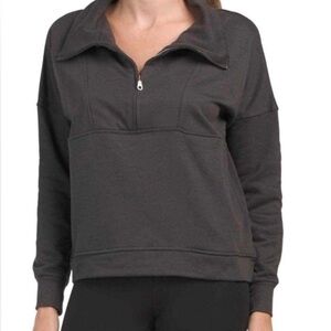 Anthropologie WILO the label Bella 1/2 zip in vintage black Size L